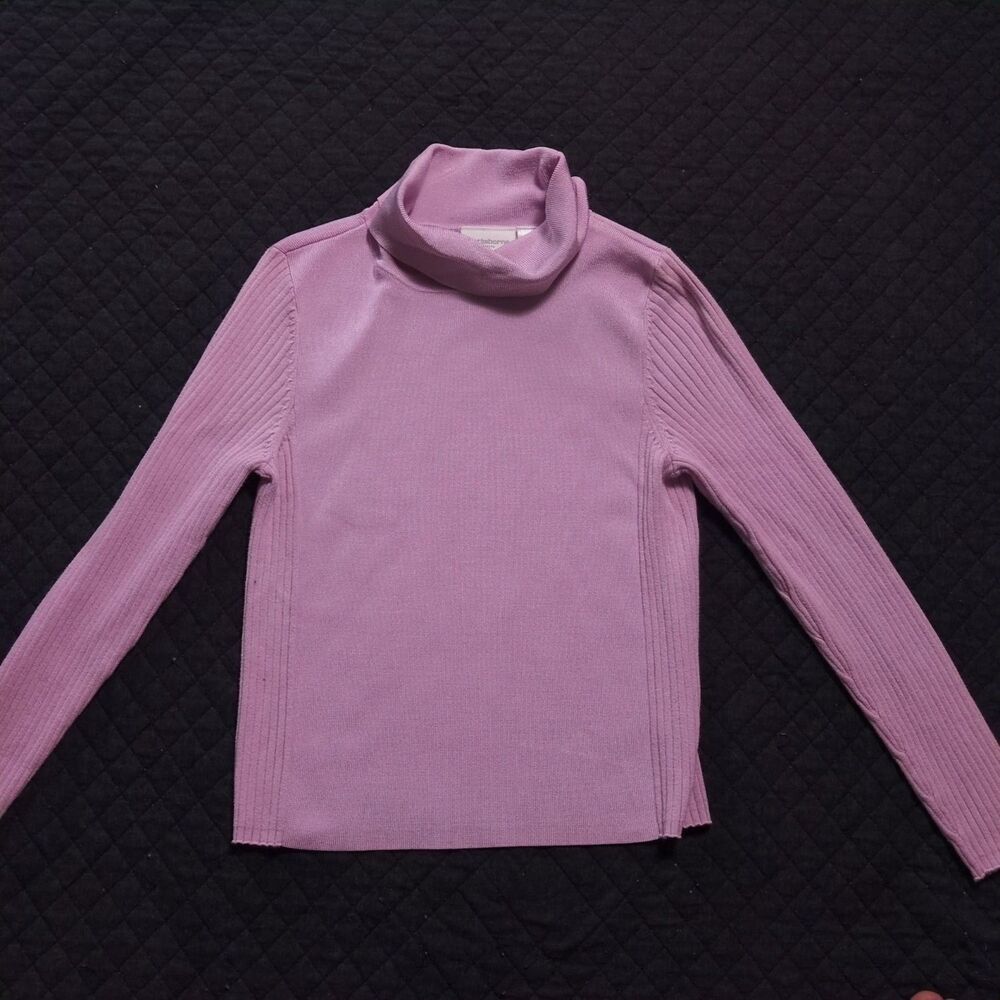 Lavender Liz Claiborne Turtleneck Sweater Womens Petite S Long Sleeve Stretch